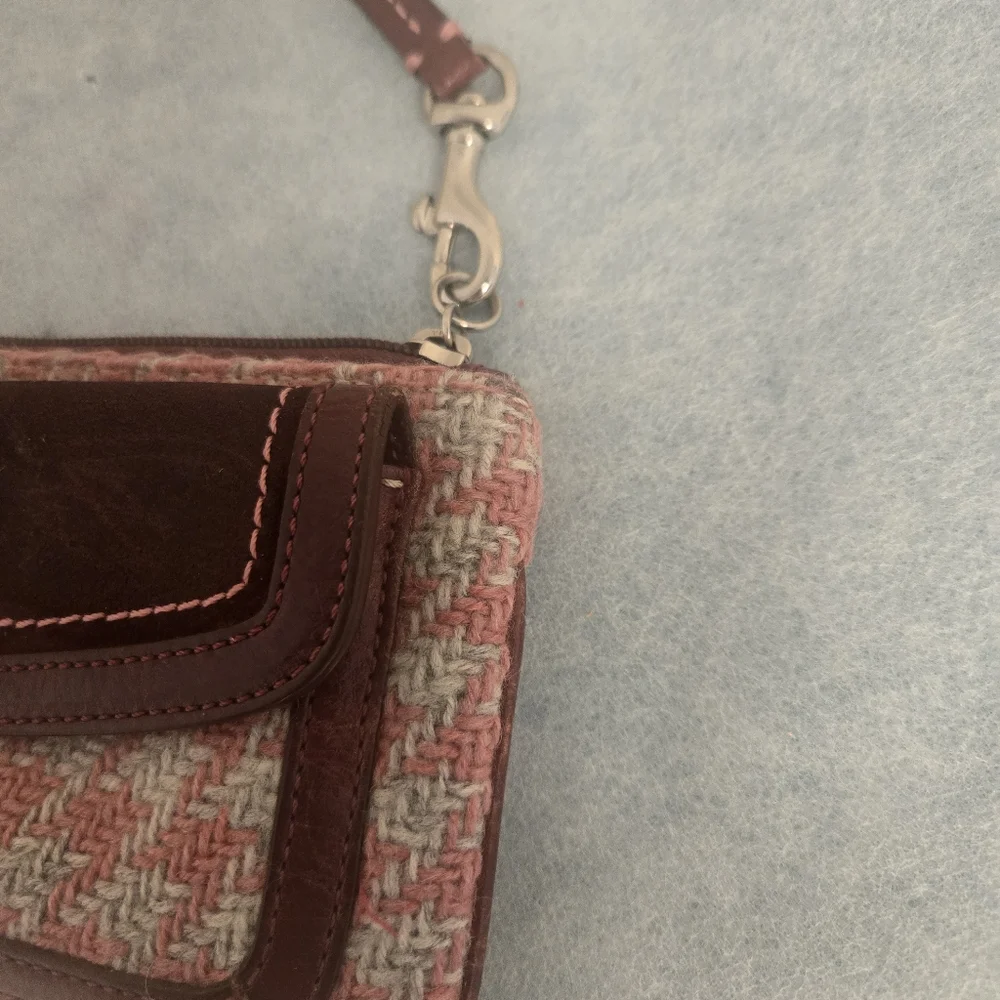 Coach Burgundy and Tweed Wristlet -used - Picture 4 of 16